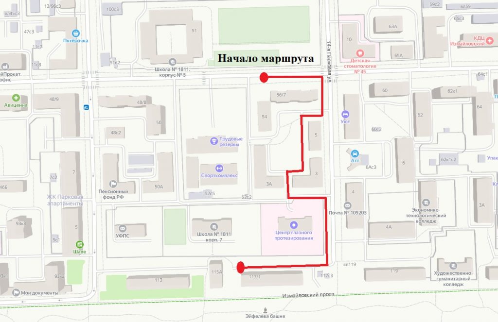 Карта восточное измайлово